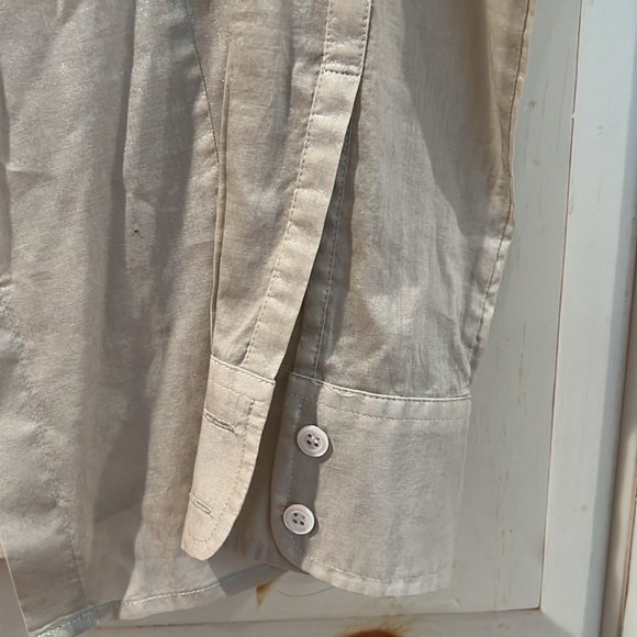 J.Crew button-down blouse, beige with metallic shimmer - Picture 4 of 6